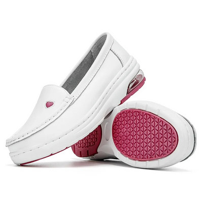 2023 m. balti natūralios odos platforminiai bateliai, moteriški slaugytojų batai, apvalūs, prislystami stori, kvėpuojanti minkšta karvės oda, stora