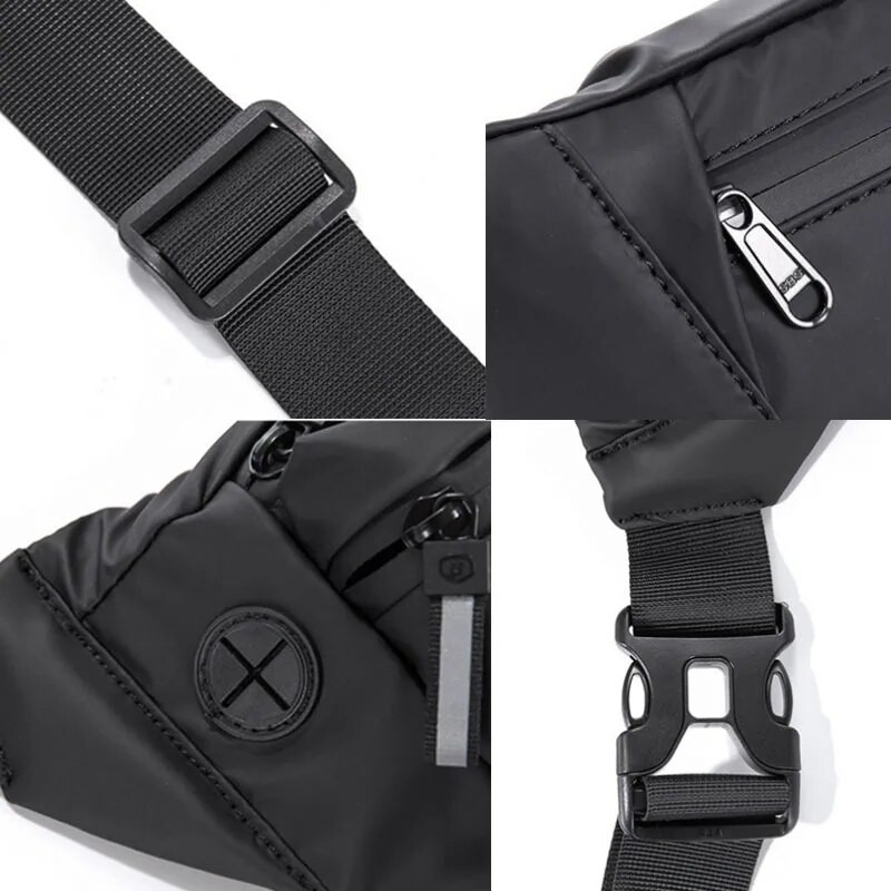 Vízálló férfi deréktáska Fanny Pack divatos mellkasi csomag kültéri sport Crossbody táska alkalmi utazási férfi övtáska csípő derékcsomagok