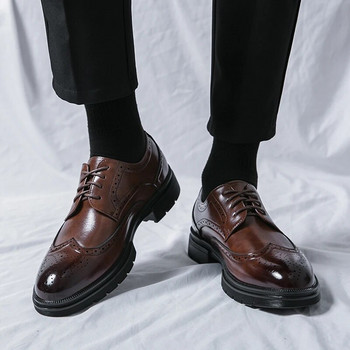 Кафяви ръчно изработени кожени мъжки обувки Оксфорд Черни кожени мъжки официални класически бизнес обувки Brogue Безплатна доставка Chaussure Homme