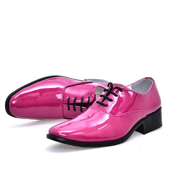 Δερμάτινα παπούτσια με ψηλό τακούνι Ανδρικά παπούτσια Ανελκυστήρα Πολύχρωμα ανδρικά παπούτσια Oxfords με μυτερές μύτες επίσημο ανδρικό πάρτι πολυτελείας γάμου
