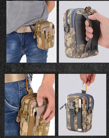 Открит Мъжки поясен пакет Bum Bag Pouch Водоустойчив тактически военен спортен ловен колан Molle Найлонови чанти за мобилни телефони Инструменти за пътуване