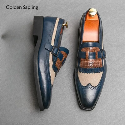 Golden Sapling Leisure Brogue обувки Мъжки равни обувки Ретро Оксфорд Класически мокасини Мъжки ежедневни бизнес обувки за парти