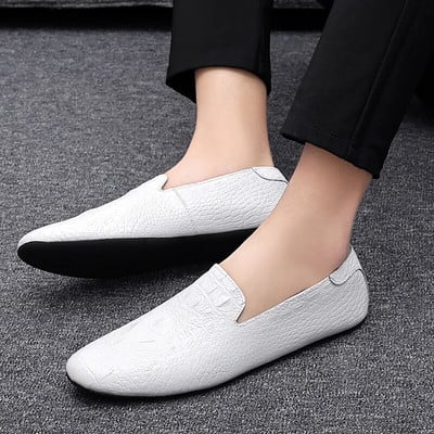 Britų stiliaus batai su krokodilo raštu Vyriški rudeniniai laisvalaikio batai Vyriški kvėpuojanti oda žirniai Loafers Trend Lazy Loafers