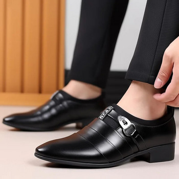 Черни обувки Мъжки луксозни бизнес оксфордски кожени дишащи официални рокли Мъжки офис сватбени равни обувки Гумени обувки Mocassin Homme