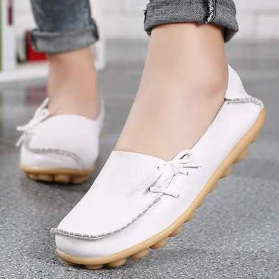 Shoes for Women Moccasins Flats 2022 New Woman Loafers Genuine Leather Female Shoes Slip On Ballet Nurse Women`s Shoes Plus Size