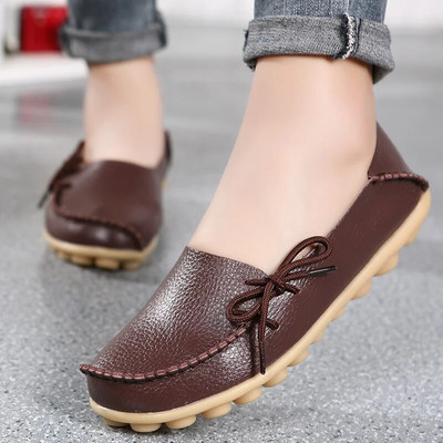 Batai moterims Mocasins Flats 2022 New Woman Loafers Natūralios odos moteriški batai Slip On Ballet Nurse Moteriški didelio dydžio batai