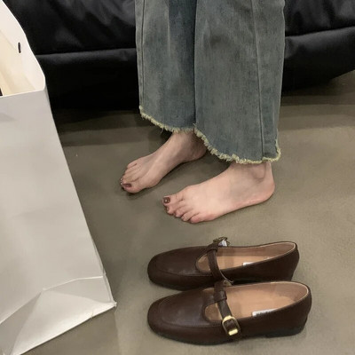 2024 m. pavasario ruduo, moteriški plokščiapadžiai batai madingi moteriški batai su apvalia nosimi.