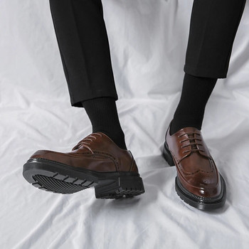 Ανδρικά δερμάτινα παπούτσια Ιταλικής επωνυμίας Business Dress Παπούτσια Casual Παπούτσια All-Match υψηλής ποιότητας Καφέ κλασικό μπλοκ παπούτσι Μεγάλο μέγεθος:38-46