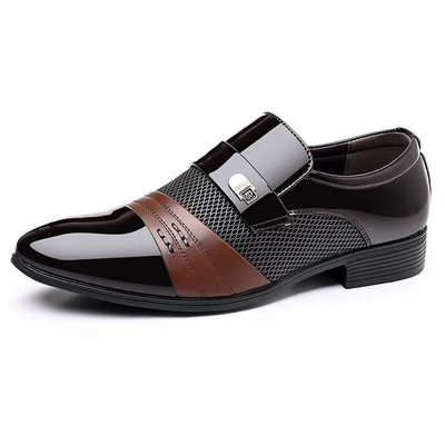 Klasikinė verslo suknelė Vyriški batai Formalūs slydimo batai Vyriški Oksfordo avalynė Elegantiški odiniai batai vyrams Loafers Wine Red