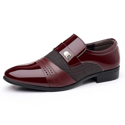 Klasikinė verslo suknelė Vyriški batai Formalūs slydimo batai Vyriški Oksfordo avalynė Elegantiški odiniai batai vyrams Loafers Wine Red