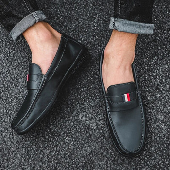 STRONGSHEN Италиански мъжки ежедневни обувки Луксозни маркови мокасини Кожени мокасини Леки дишащи обувки без приплъзване Обувки за лодка