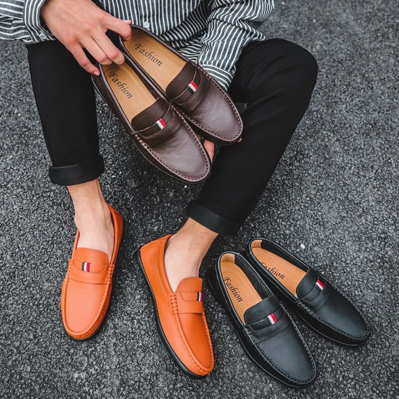 STRONGSHEN Itaalia meeste vabaajajalatsid Luksuskaubamärgid Loaferid Nahast mokassiinid Kerged hingavad libisemiskingad sõidujalatsid Paadikingad