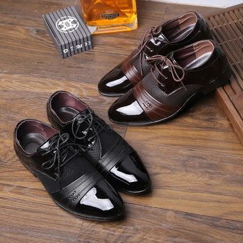 Италианска мода Four Seasons Мъжки обувки Бизнес рокли Обувки Големи заострени кожени обувки Луксозни социални обувки Класически обувки за мъже
