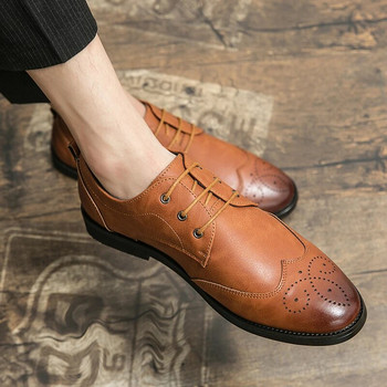 Πολυτελή ανδρικά Brogue βρετανικά κορδόνια Oxford ανδρικά παπούτσια Gentleman Δερμάτινα παπούτσια Flats Ανδρικά Loafers σε ανδρικά παπούτσια καπνίσματος
