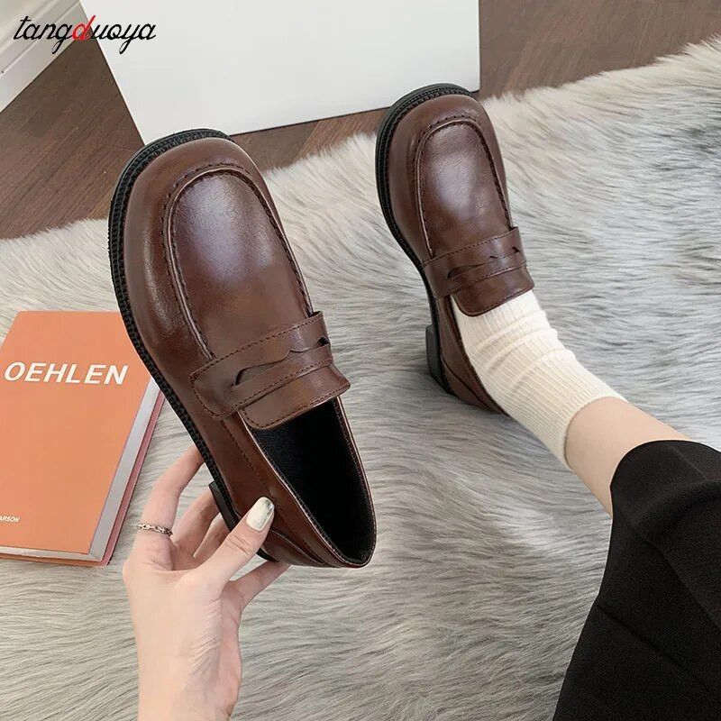 Nauji japoniško stiliaus koledžo studentų batai „Cosplay Lolita“ batai moterims / mergaičių madingi juodi / kavos uniformos batai su platforma 2023 m.