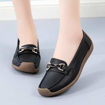 Νέο γνήσιο δερμάτινο slip σε γυναικεία φλατ Μοκασίνια Γυναικεία Loafers Άνοιξη Φθινόπωρο Mother Shoes Casual Παπούτσια Γυναικεία Μοκασίνια