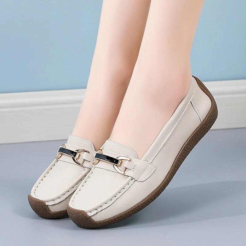 Nauji Natūralios Odiniai Slip On Mocasins Mokasinai Moteriški Loafers Pavasario Rudens Motinos Batai Laisvalaikio batai Moterims Mokasinai