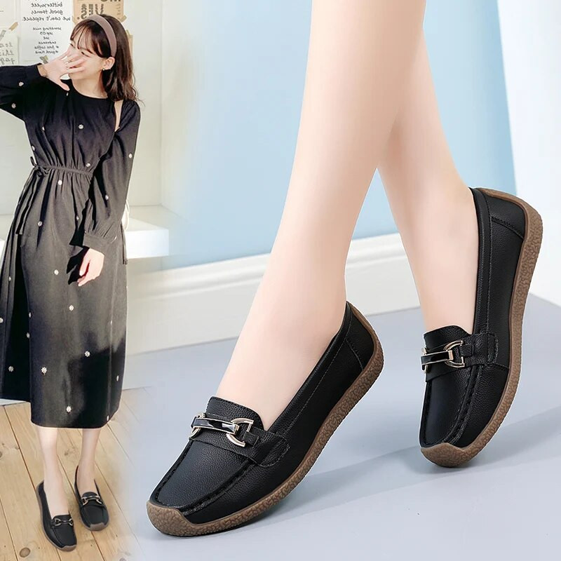 Nauji Natūralios Odiniai Slip On Mocasins Mokasinai Moteriški Loafers Pavasario Rudens Motinos Batai Laisvalaikio batai Moterims Mokasinai