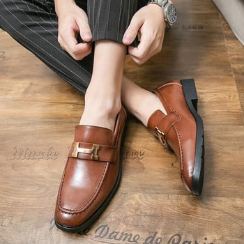 Луксозна марка кожени мъжки обувки в ретро стил, мокасини , бизнес обувки, мъжки сватбени ежедневни комфортни обувки