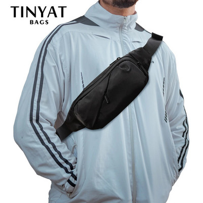 TINYAT Man Waist Bag Pack Travel Sports Male Fanny Pack Large Wallet Phone Belt Bag Pouch Men`s Shoulder Hip Bag 4 Pockets