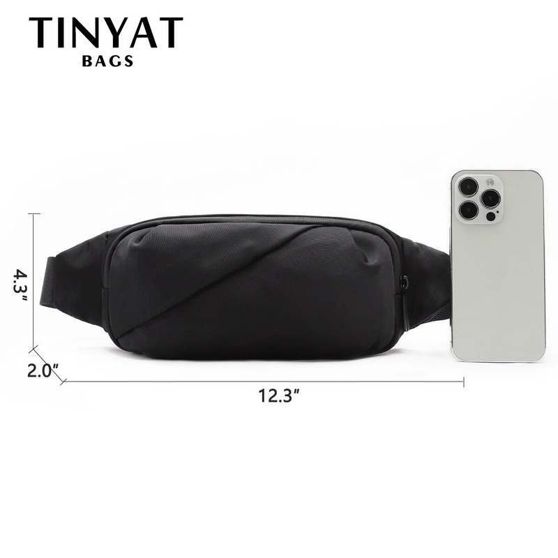 TINYAT Vyriškas liemens krepšio komplektas Kelioninis sportinis vyriškas „Fanny“ paketas, didelė piniginė, telefono diržo krepšys, vyriškas pečių krepšys, 4 kišenės