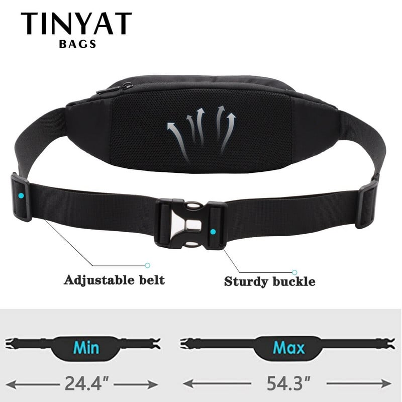 TINYAT Vyriškas liemens krepšio komplektas Kelioninis sportinis vyriškas „Fanny“ paketas, didelė piniginė, telefono diržo krepšys, vyriškas pečių krepšys, 4 kišenės