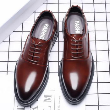 Мъжки обувки с връзки Ежедневни бизнес кожени обувки за мъже Черно-кафяви официални сватбени обувки с остър връх Zapatos De Hombre