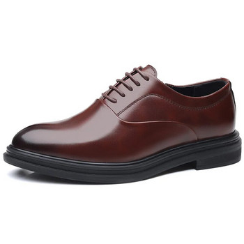 Мъжки обувки с връзки Ежедневни бизнес кожени обувки за мъже Черно-кафяви официални сватбени обувки с остър връх Zapatos De Hombre
