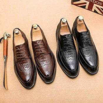 Ανδρικά casual παπούτσια Brock Oxford Retro Crocodile Leather Ανδρικά Επίσημα Παπούτσια Άνοιξη 2023 Ανδρικά παπούτσια για άντρες Κοινωνικά παπούτσια γραφείου Derby