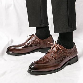 Мъжки ежедневни обувки Brock Oxford Ретро Мъжки обувки от крокодилска кожа Официални обувки 2023 Пролет Мъжки обувки за мъже Офис социални обувки за дерби