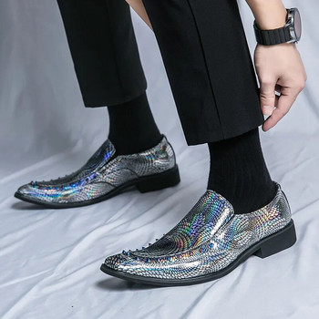 Луксозни огледални елегантни мъжки рокли обувки 2023 Модни кожени официални обувки с остър връх Мъжки дизайнерски обувки за сватбено тържество Мъжки Оксфорд