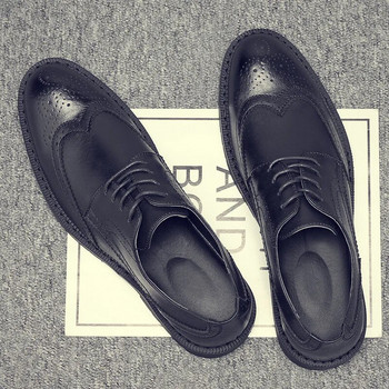 Ръчно изработени мъжки оксфордски обувки със сива кожена брога Мъжки рокли Класически бизнес официални обувки за мъже 56