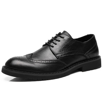 Χειροποίητα ανδρικά Wingtip παπούτσια Oxford Γκρι δερμάτινα ανδρικά παπούτσια φορέματος Brogue Κλασικά επαγγελματικά επίσημα παπούτσια για άνδρες 56