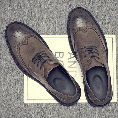 Kézzel készített férfi Wingtip Oxford cipők Szürke bőr Brogue férfi ruhacipők Klasszikus üzleti formális férfi cipők 56