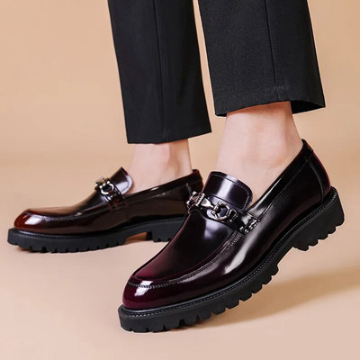 Мъжки официални обувки с дебела платформа и кръгли пръсти Ежедневни обувки Ежедневни парти мъжки обувки Голям размер 38-46