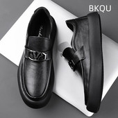 Muške cipele od prave kože, ležerne, lagane, za van, otporne na habanje, ravne modne udobne cipele s okruglim prstima, proljeće, jesen, glavne