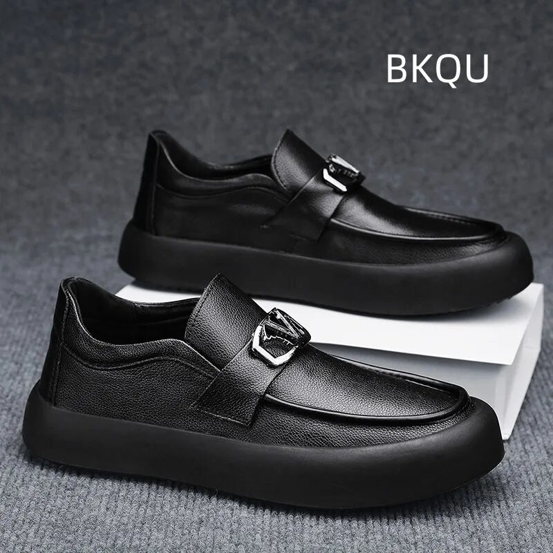 Muške cipele od prave kože, ležerne, lagane, za van, otporne na habanje, ravne modne udobne cipele s okruglim prstima, proljeće, jesen, glavne