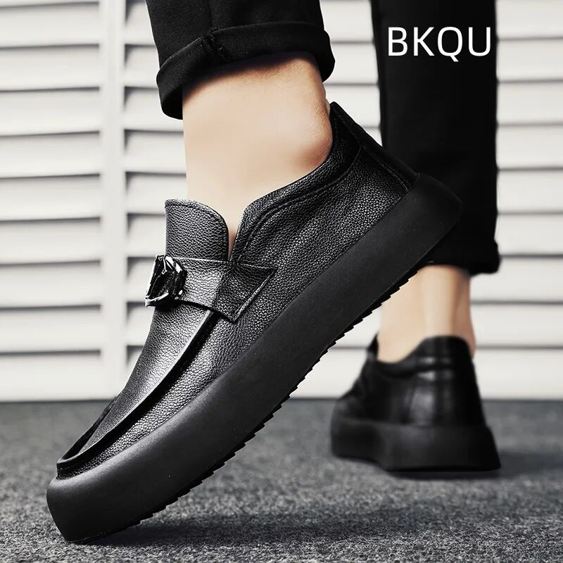 Muške cipele od prave kože, ležerne, lagane, za van, otporne na habanje, ravne modne udobne cipele s okruglim prstima, proljeće, jesen, glavne