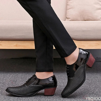 Νέα Ανδρικά Λευκά Επίσημα Παπούτσια Ψηλοτάκουνα Oxfords Soft Mocassin Homme Chaussure Αύξηση ύψους Φόρεμα Driving Boat Shoes Gommino