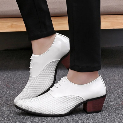 Nove muške bijele svečane cipele s visokom potpeticom Oksfordice meke mokasine Homme Chaussure cipele za povećanje visine Gommino