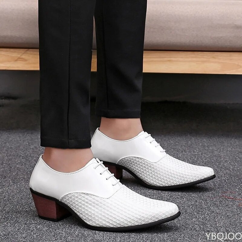 Nove muške bijele svečane cipele s visokom potpeticom Oksfordice meke mokasine Homme Chaussure cipele za povećanje visine Gommino