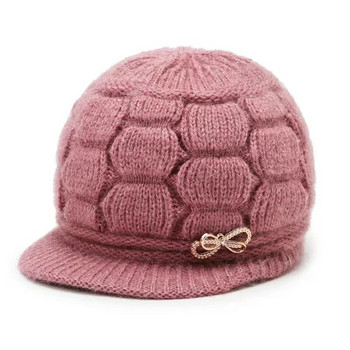 Шапка за възрастни хора Детска нова плетена ежедневна модна шапка за майка на средна възраст и удебелена топла вълнена подплата с полар