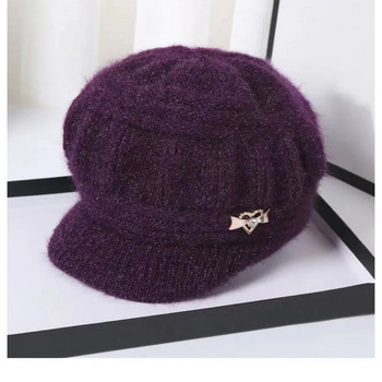 Шапка за възрастни хора Детска нова плетена ежедневна модна шапка за майка на средна възраст и удебелена топла вълнена подплата с полар