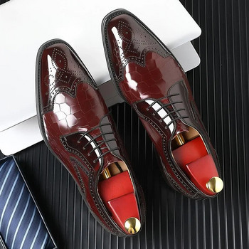 Оксфордски обувки за мъже, черни бизнес обувки от полиуретанова кожа, кожени обувки, сватбени мъжки обувки, пролет/есен