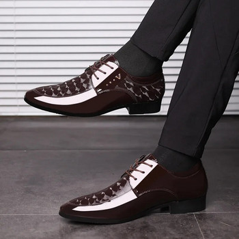 2023 Офис мъжки рокли обувки Модни луксозни кожени мъжки обувки Сватбени обувки с остри пръсти Мъжки дишащи обувки Оксфорд Zapatos Plus