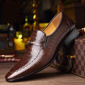 Обувки от PU кожа Луксозни крокодилски модели Мъжки бизнес обувки Ежедневни социални обувки Мъжки сватбени обувки Zapatos Hombre Mens