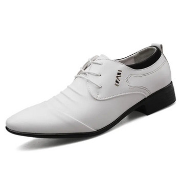 Класически мъжки рокли Обувки с връзки Бели кожени обувки за мъже Големи размери Ежедневни делови мъжки официални обувки за сватба