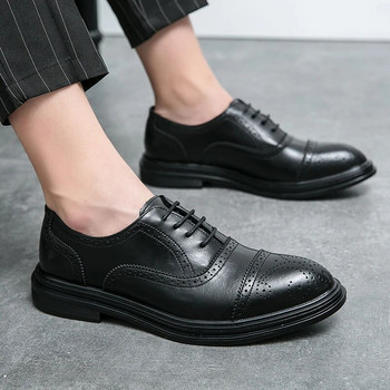 Ръчно изработени мъжки оксфордски обувки Сиви мъжки рокли Класически бизнес официални обувки за мъже Размер 6-13