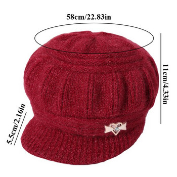 2022 Дамска зимна шапка Топла удебелена вълнена шапка с добавена козина отвътре Шапка за жени Топла шапка женска външна плюшена зимна плетена шапка