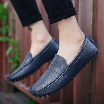 Ежедневни мъжки обувки от кожа Луксозна марка 2022 г. Мъжки мокасини Мокасини Дишащи черни обувки за шофиране Големи размери 38-50
